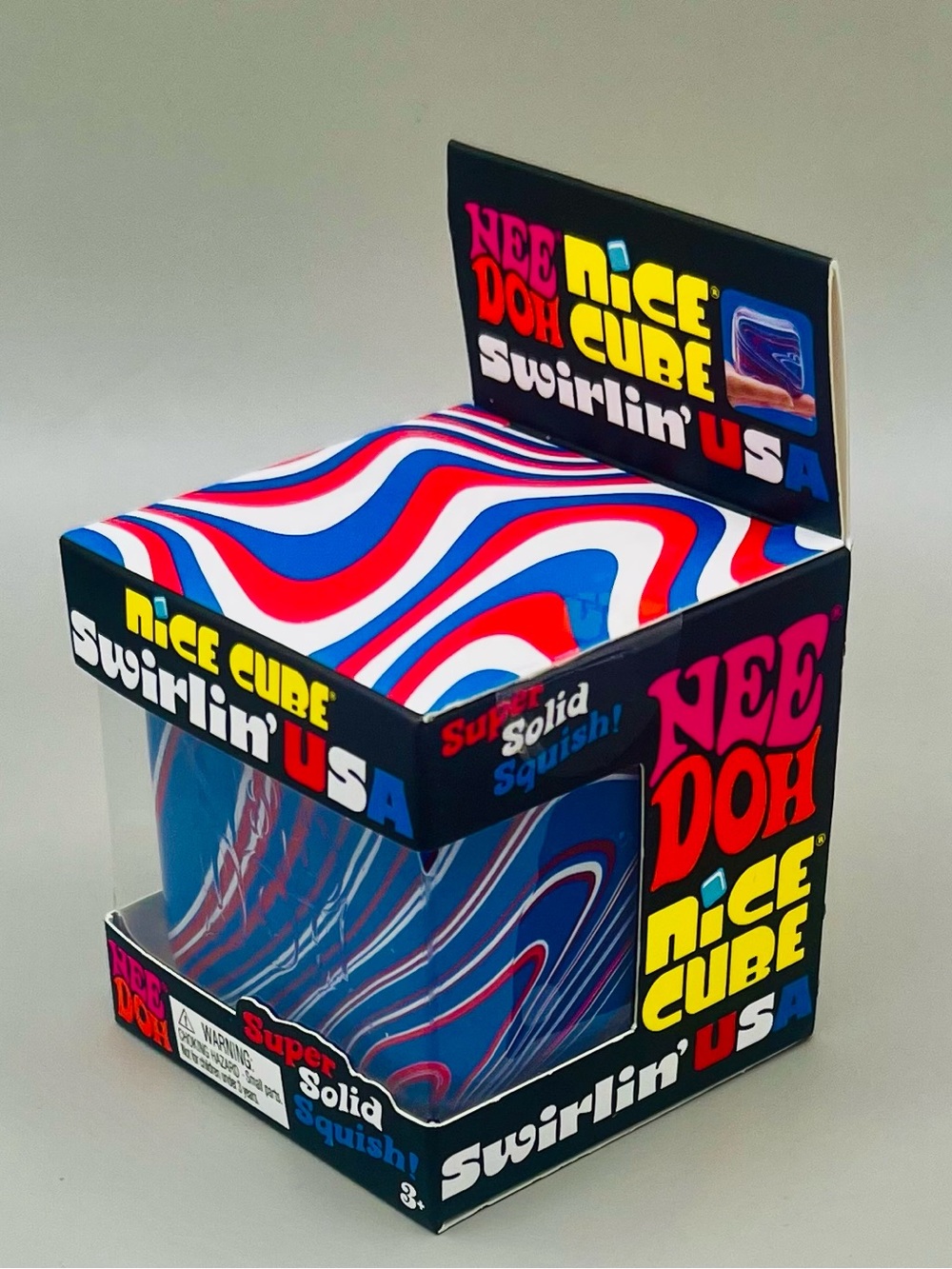 Authentic NEEDOH Nice Cube Swirlin' USA 🇺🇸 Super Soft Squish ~ Red/White/Blue 🎆 - Picture 4 of 7
